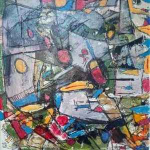 stille fragmenten en koraalvlekken, schilderij door Ward Reekmans, Hasselt, Limburg, België