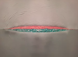 tussen stilte en stroming een schilderij van Ward Reekmans uit Hasselt, Limburg, België