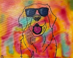 Flokki, schilderij van de hond van Ward Reekmans uit Hasselt, Limburg, België