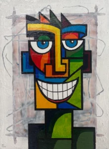 De Vierkante Glimlach, een schilderij van Ward Reekmans uit Hasselt, Limburg, België