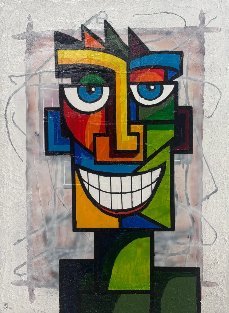 De Vierkante Glimlach, een schilderij van Ward Reekmans uit Hasselt, Limburg, België