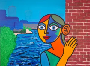 vinstermik kanaalkom een schilderij door Ward Reekmans uit Hasselt, Limburg, België