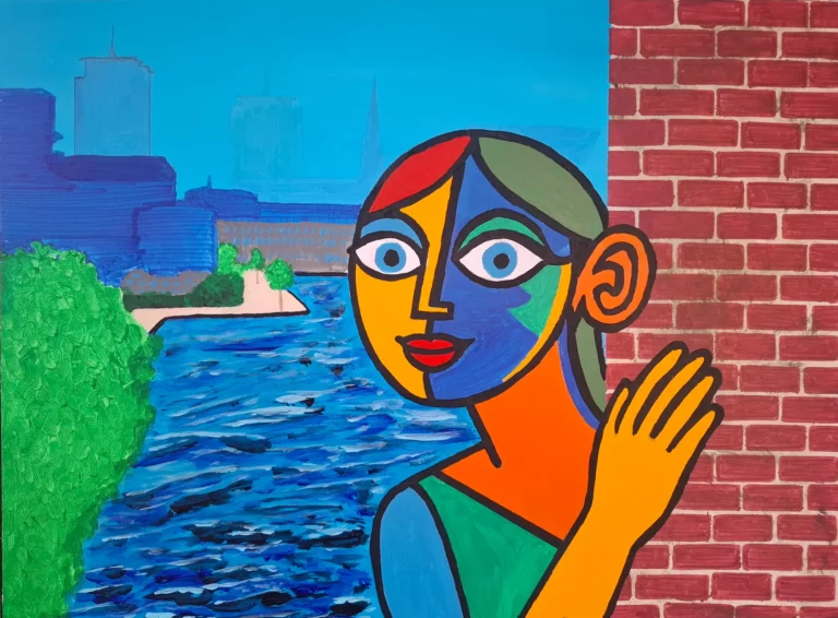 vinstermik kanaalkom een schilderij door Ward Reekmans uit Hasselt, Limburg, België