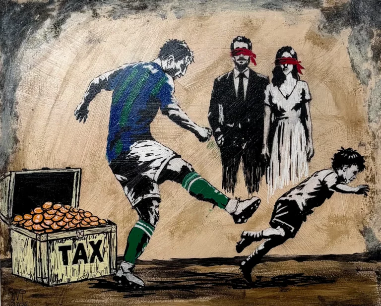 Selectief blind, een schilderij door Ward Reekmans uit Hasselt, Limburg, België