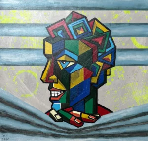 Nieuwsgierige man, een schilderij door Ward Reekmans uit Hasselt, België