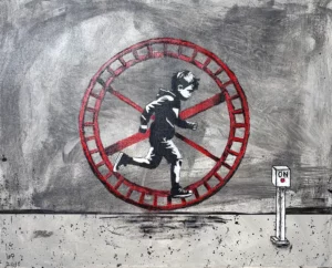 ratrace, een schilderij door Ward Reekmans uit Hasselt, Limburg, België