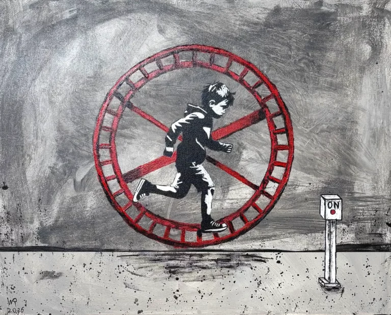 ratrace, een schilderij door Ward Reekmans uit Hasselt, Limburg, België