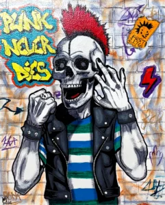 punk never dies, een schilderij van Ward Reekmans uit Hasselt, Limburg, België